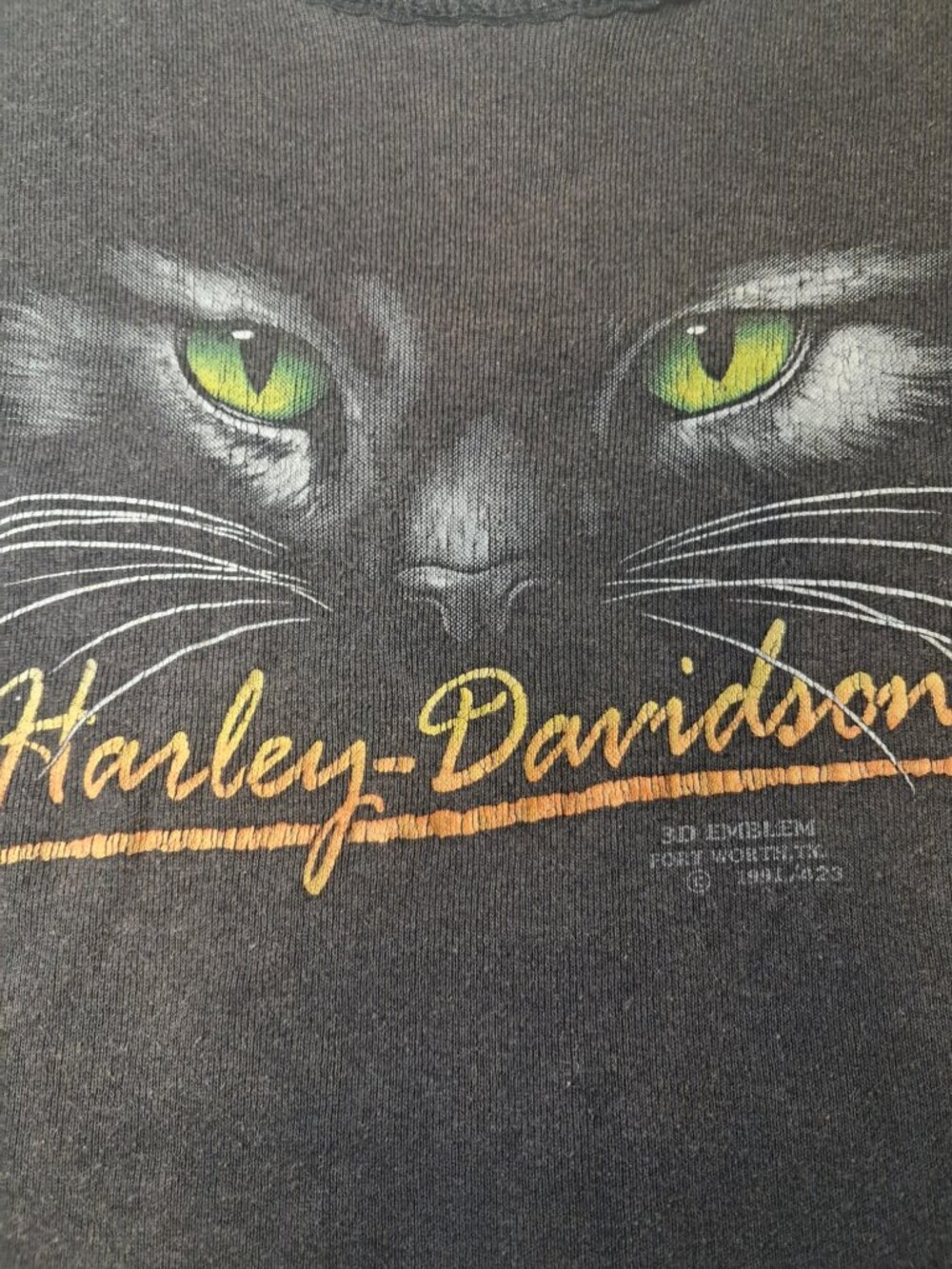 Vtg 1991 3D Emblem Harley Davidson Cat Eyes Tank M - Picture 2 of 6